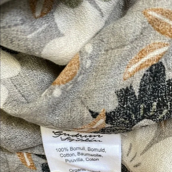 Gray/Cream/Green 100% Cotton Gudrun Sjoden Sleeveless Dress Sz L - Picture 7 of 8